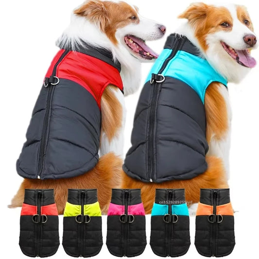Waterproof Warm Dog Coat Winter Padded Jacket With Zipper