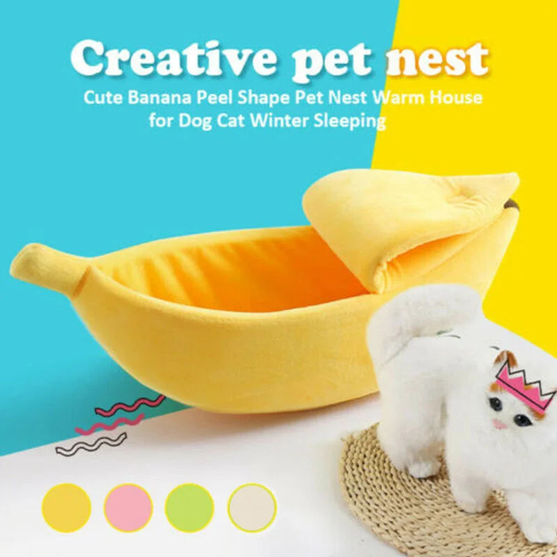 Banana Cat Bed House Cozy Cat Mat Basket Kennel Cushion