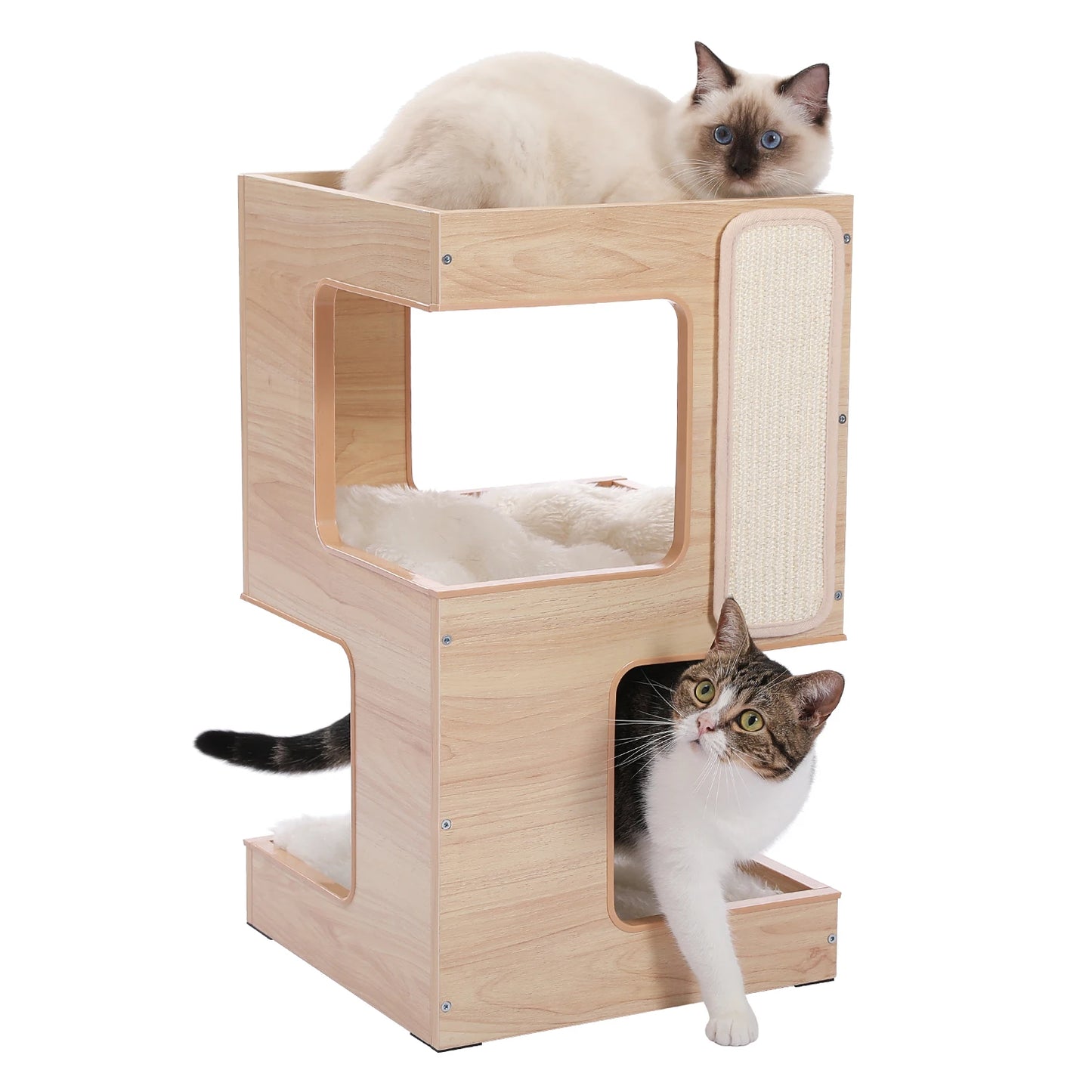 PAWZ Road Wood Cat Condo Tree Tower With Scratching Pad