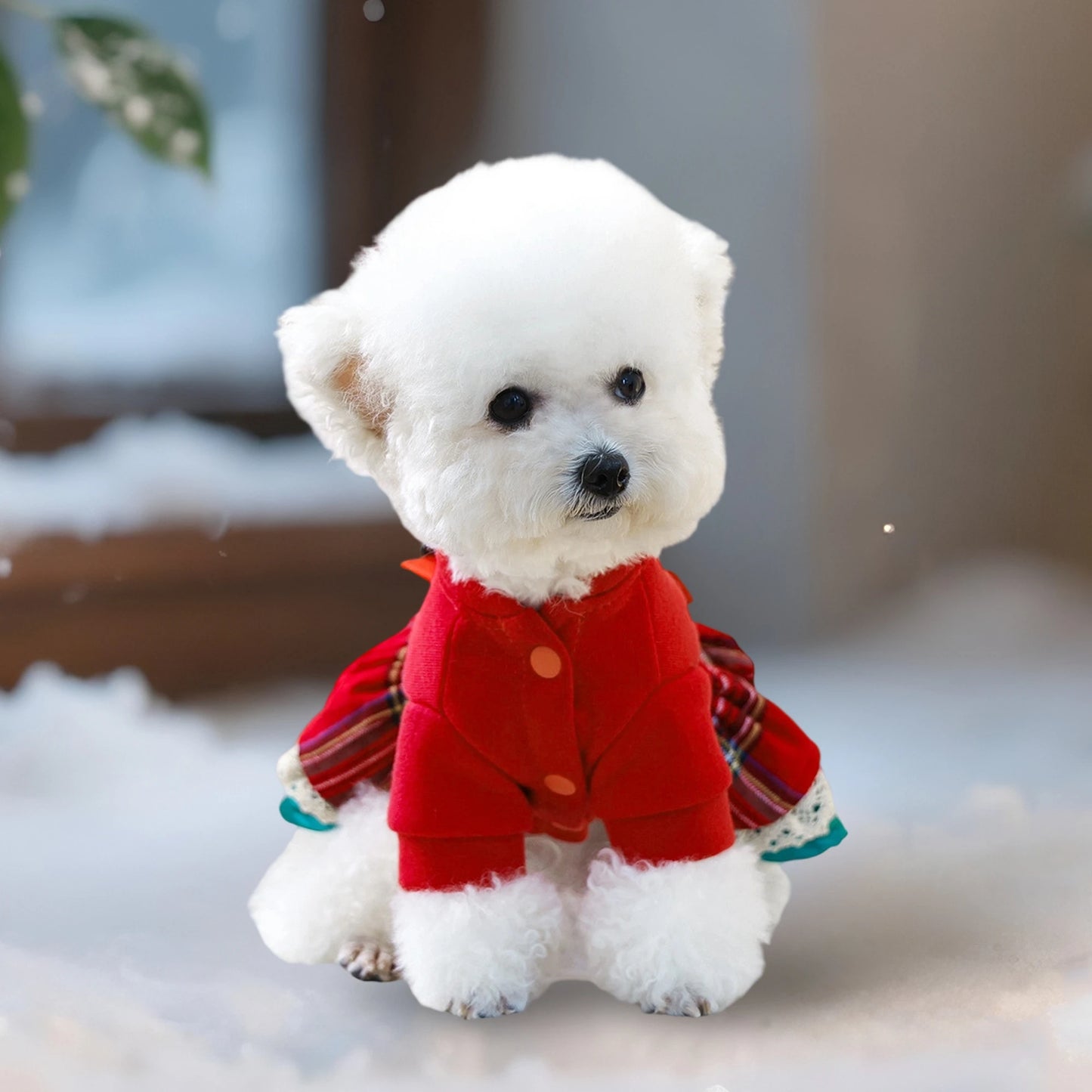 NONECN Christmas Dog Costume Santa Hat Jingle Bell Collar