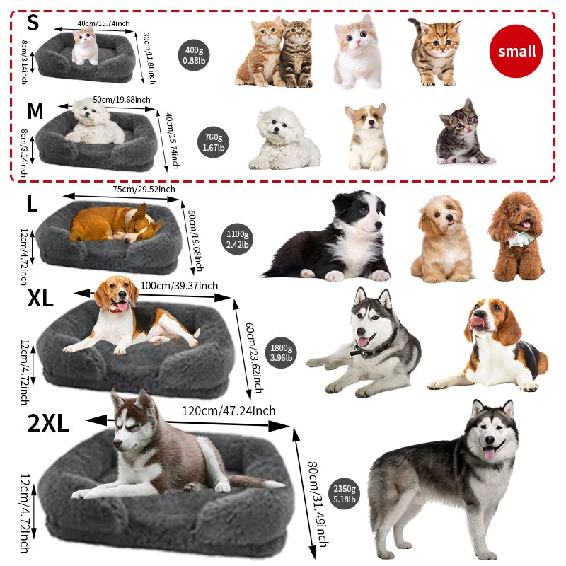 NONECN Thickened Orthopedic Dog Bed With Washable Plush Cover