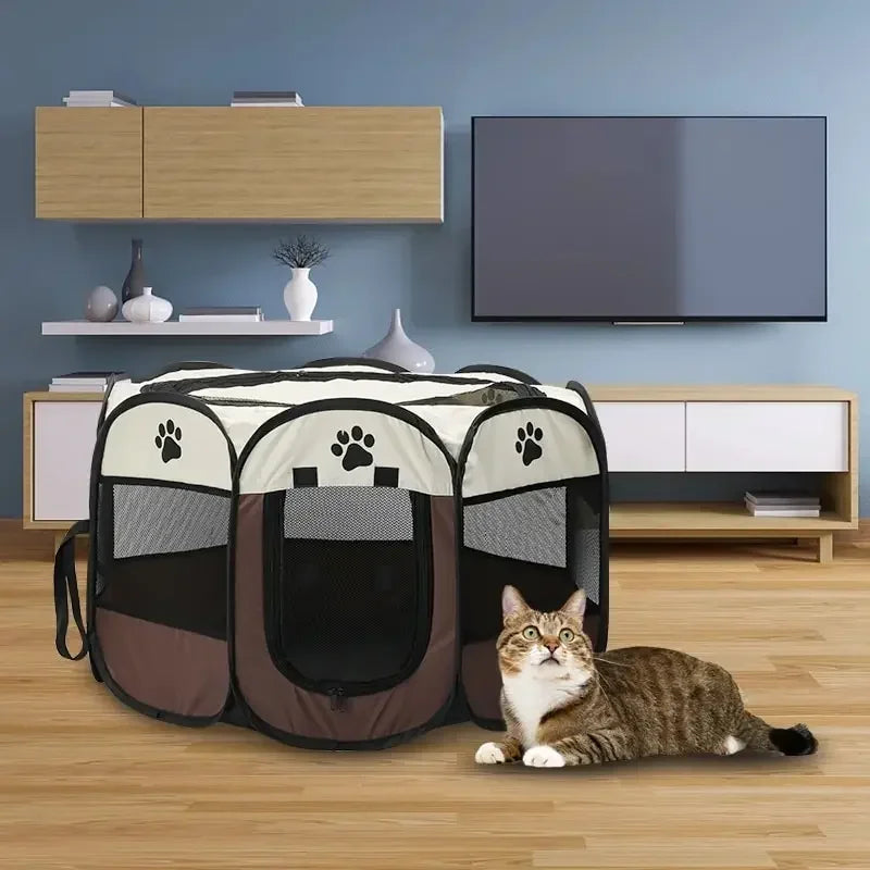 Portable Foldable Pet Tent Kennel Octagonal Shelter For Outdoor Use