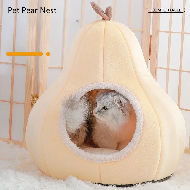 NONECN Pear Shaped Warm Cat Bed Semi Enclosed Pet House All Season