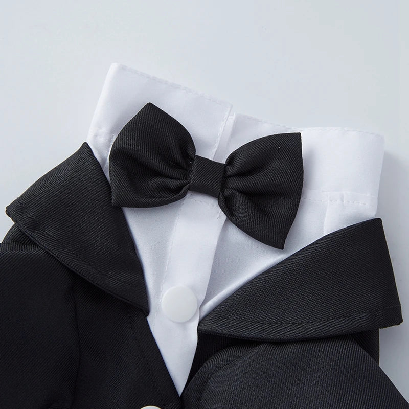 NONECN Pet Dog Tuxedo Formal Suit For Wedding Bow Tie