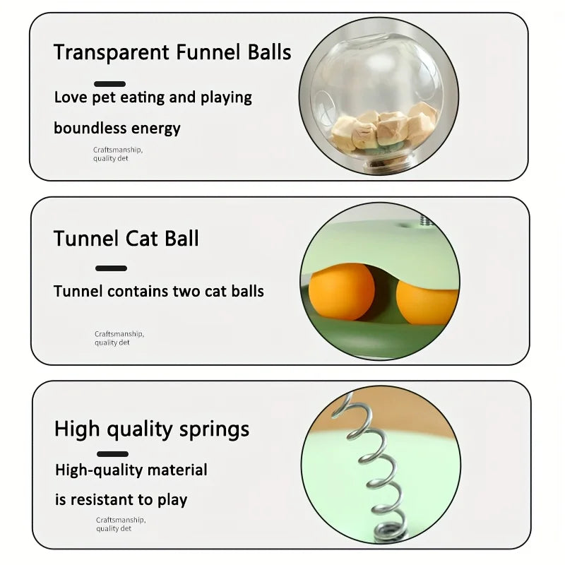 Turntable Cat Toy With Treat Dispensing Ball For Self Entertainment