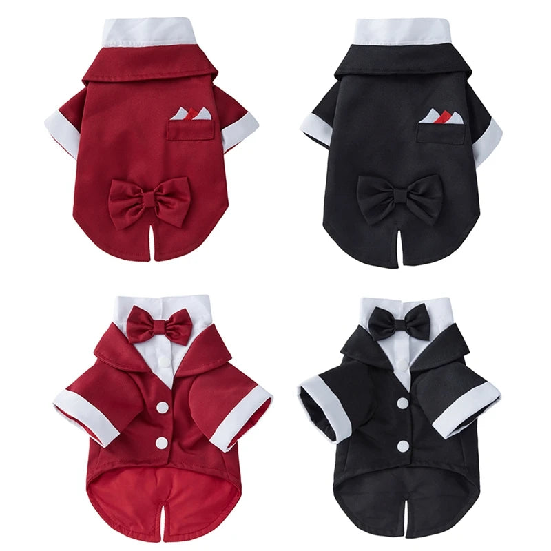 NONECN Pet Dog Tuxedo Formal Suit For Wedding Bow Tie