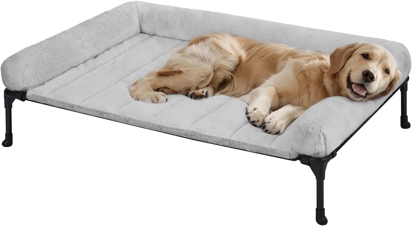 Elevated Orthopedic Dog Bed With Fluffy Bolster Non Slip Feet