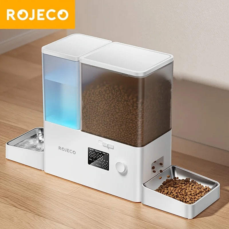 Automatic Pet Feeder And Water Fountain For Dogs And Cats With Stainless Bowl
