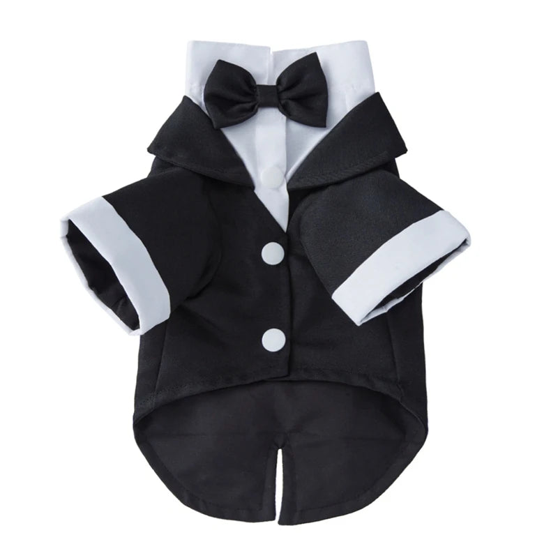 NONECN Pet Dog Tuxedo Formal Suit For Wedding Bow Tie