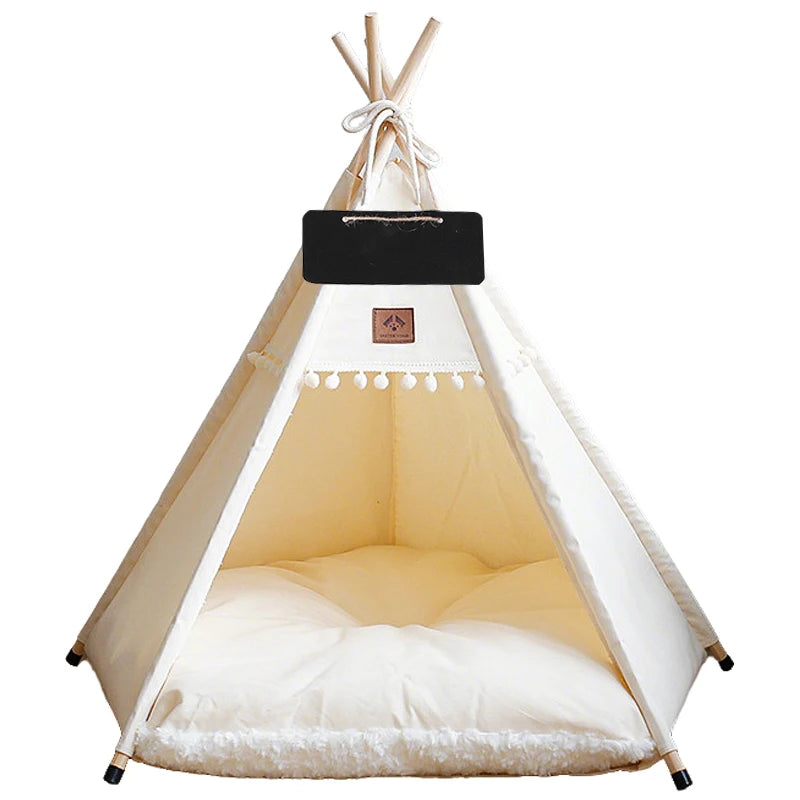 Cozy Dog Cat Teepee Pet Tent Bed With Plush Cushion