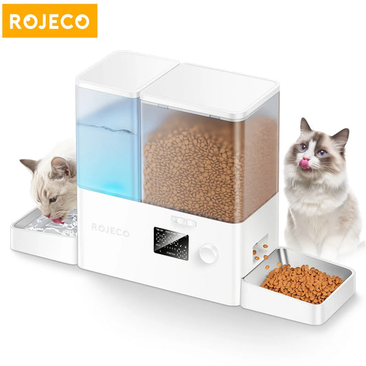 Automatic Pet Feeder And Water Fountain For Dogs And Cats With Stainless Bowl