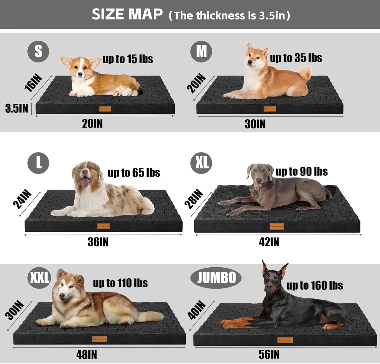 Orthopedic Dog Bed Egg Crate Foam Waterproof Removable Washable Cover