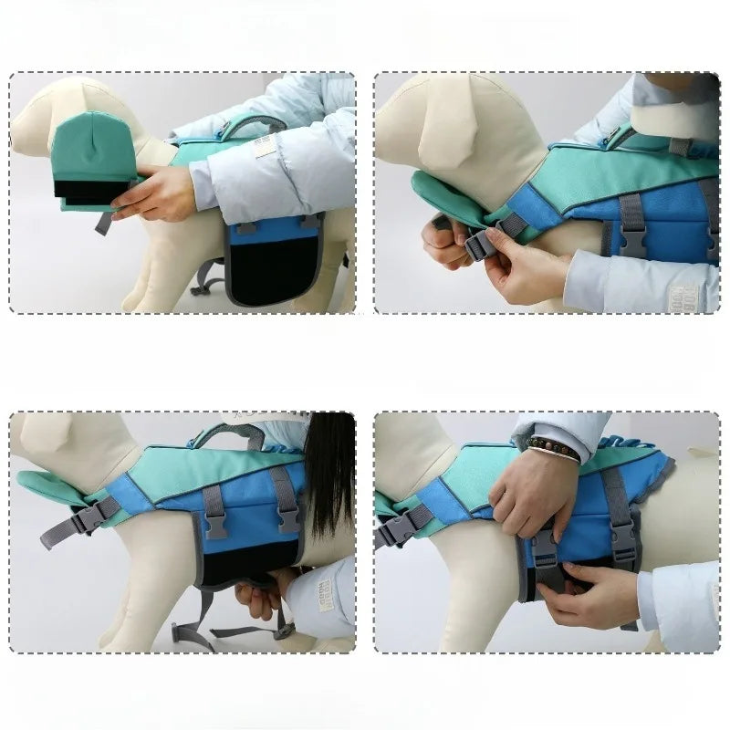 Dog Life Vest For Summer Swimming Safety Lightweight Polyester