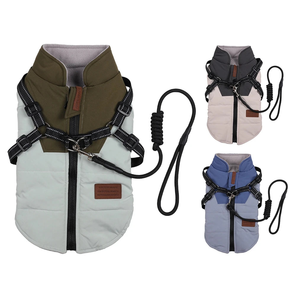 Winter Dog Jacket With Harness Waterproof Coat Labrador