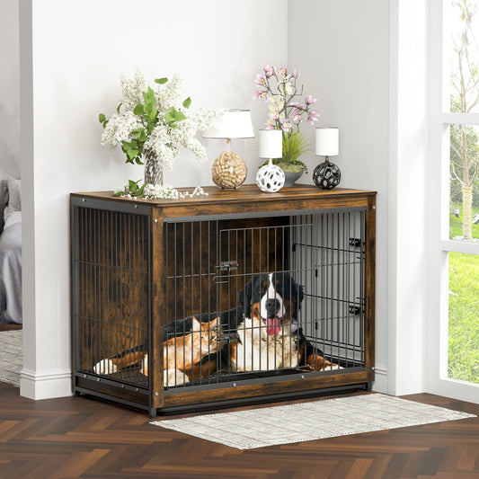 BINGOPAW Pet Cage Kennel End Table With Removable Tray