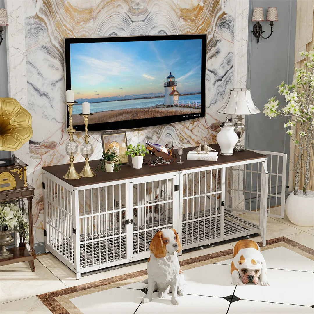 BINGOPAW Three-Door Dog Crate End Table Kennel