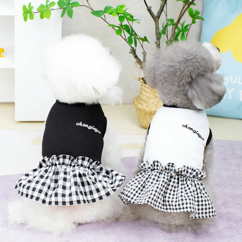 Summer Plaid Pet Dress For Small Dogs And Cats Breathable