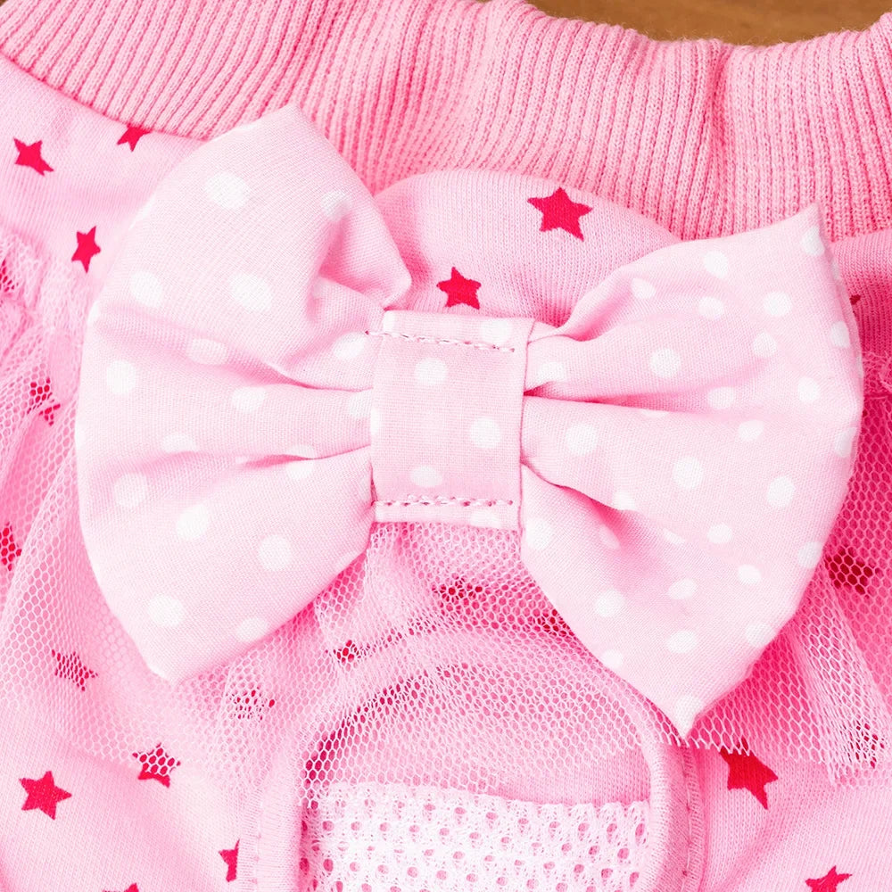 Cotton Washable Dog Panties With Princess Bow For Female Pets