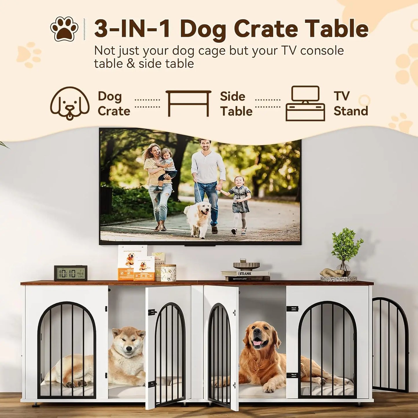 HiMISS Dog Crate Furniture Doubles As TV Stand And Kennel