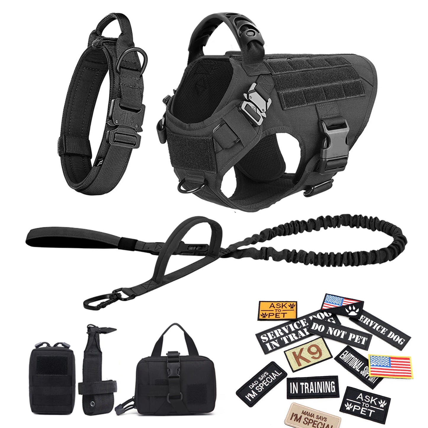 Petravel Military Dog Harness Vest Set For Malinois