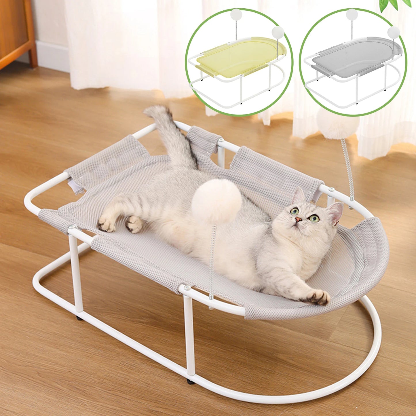 Elevated Cat Bed With Washable Mesh Free Standing Hammock