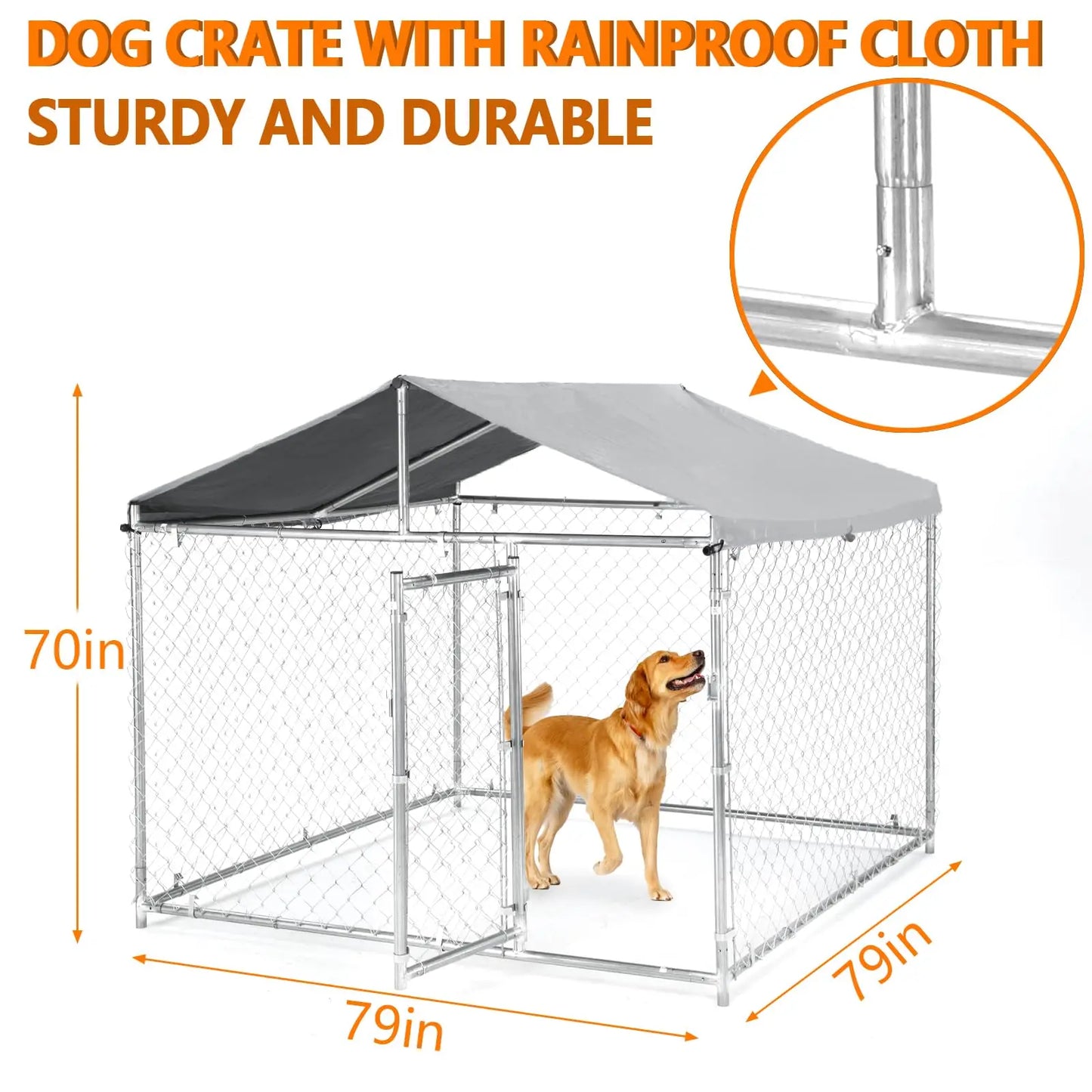 HiMISS Heavy Duty Outdoor Metal Dog Kennel Waterproof UV Cover