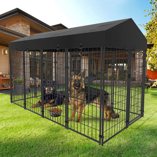 Dog Cage Pet Run Enclosure Playpen With Roof For Outdoor Kennel High Fence