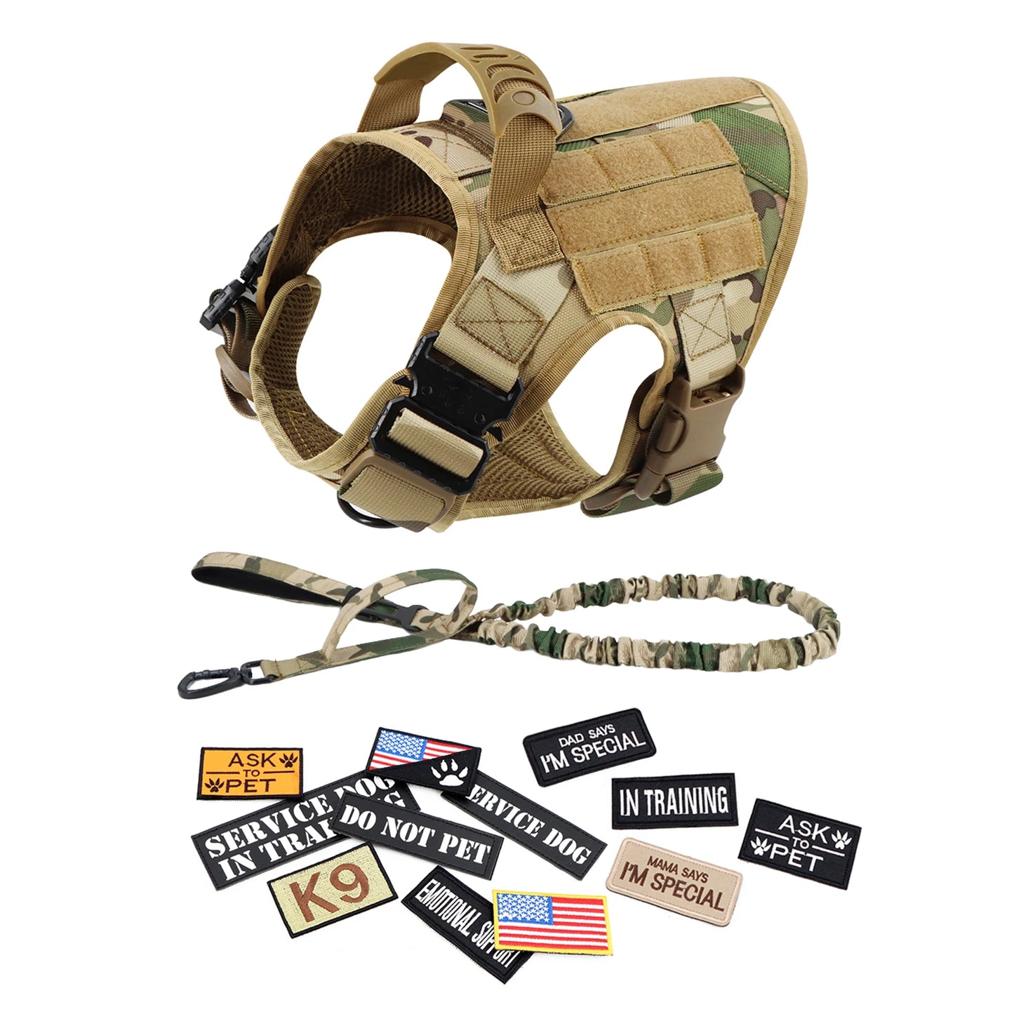 Petravel Military Dog Harness Vest Set For Malinois
