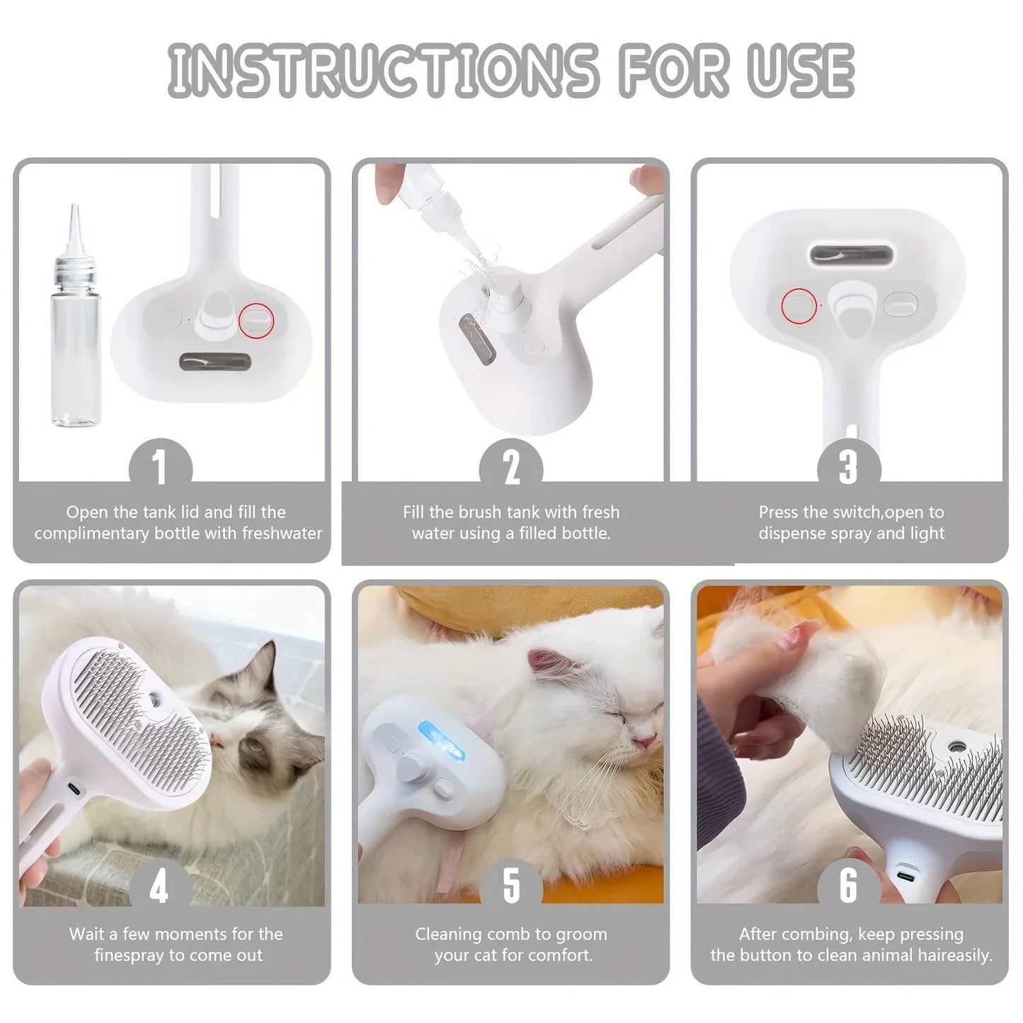 Pet Spray Grooming Comb For Dogs And Cats Steam Cleaning