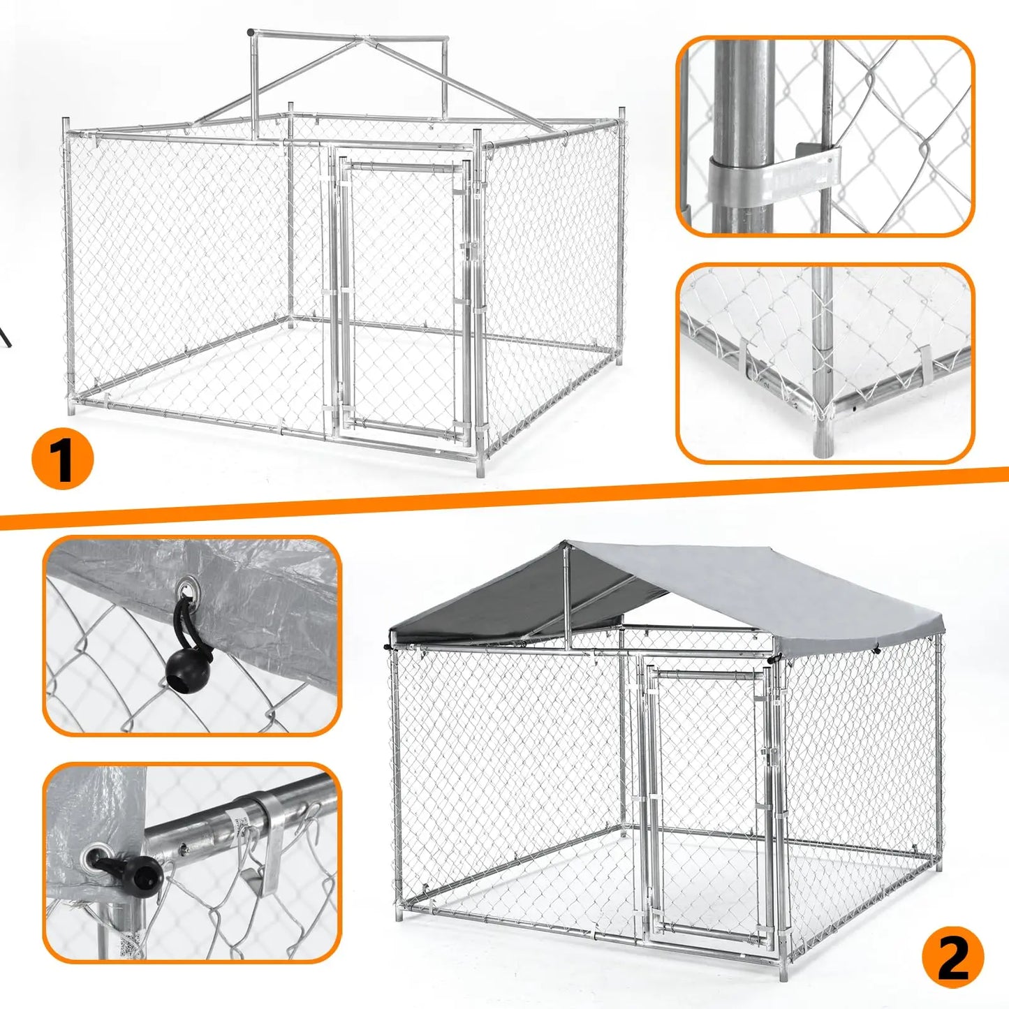 HiMISS Heavy Duty Outdoor Metal Dog Kennel Waterproof UV Cover