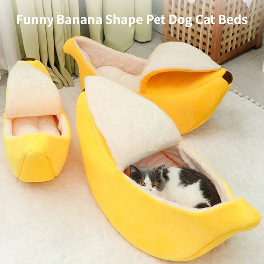 Banana Cat Bed House Cozy Cat Mat Basket Kennel Cushion