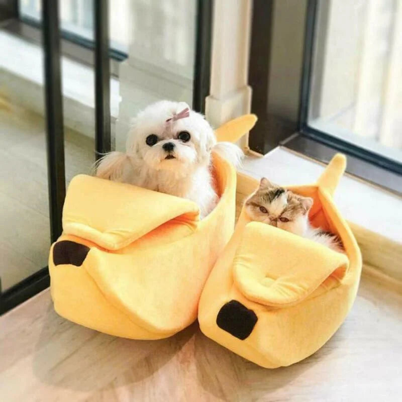 Banana Cat Bed House Cozy Cat Mat Basket Kennel Cushion