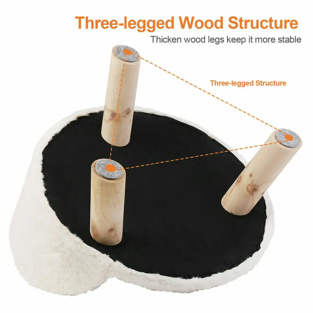 NONECN Luxury Soft Cat Bed Plush Cushion And Wood Legs