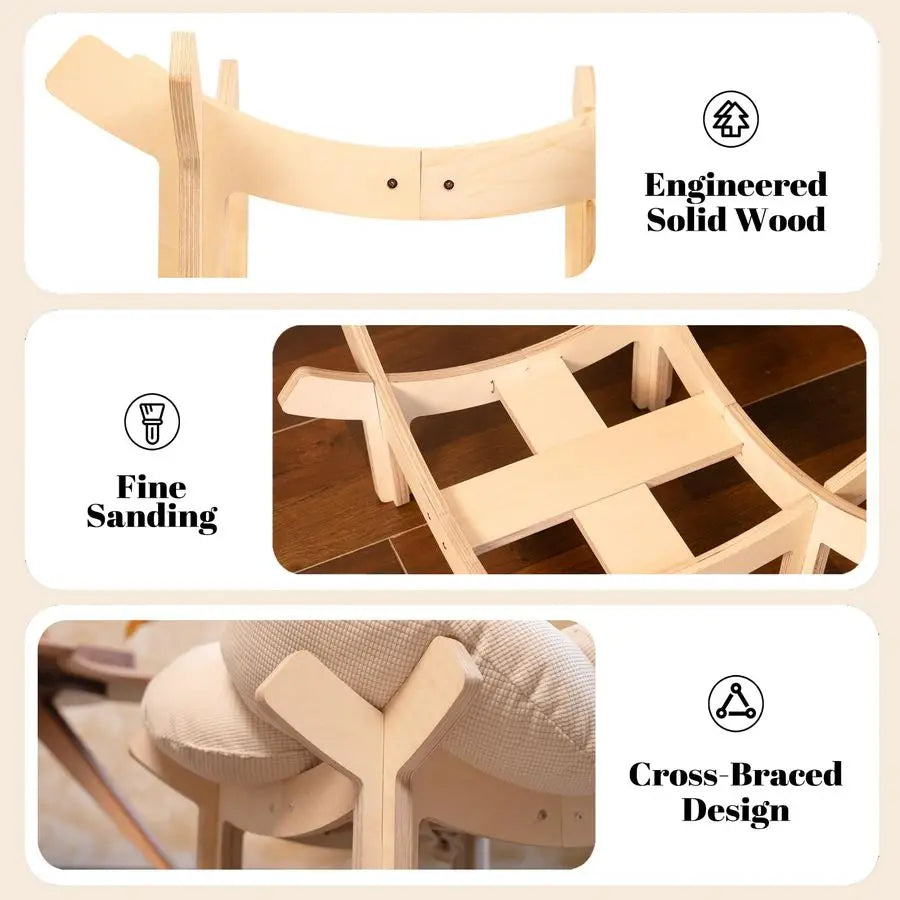 Elevated Cat Bed With Cushion Wooden Frame