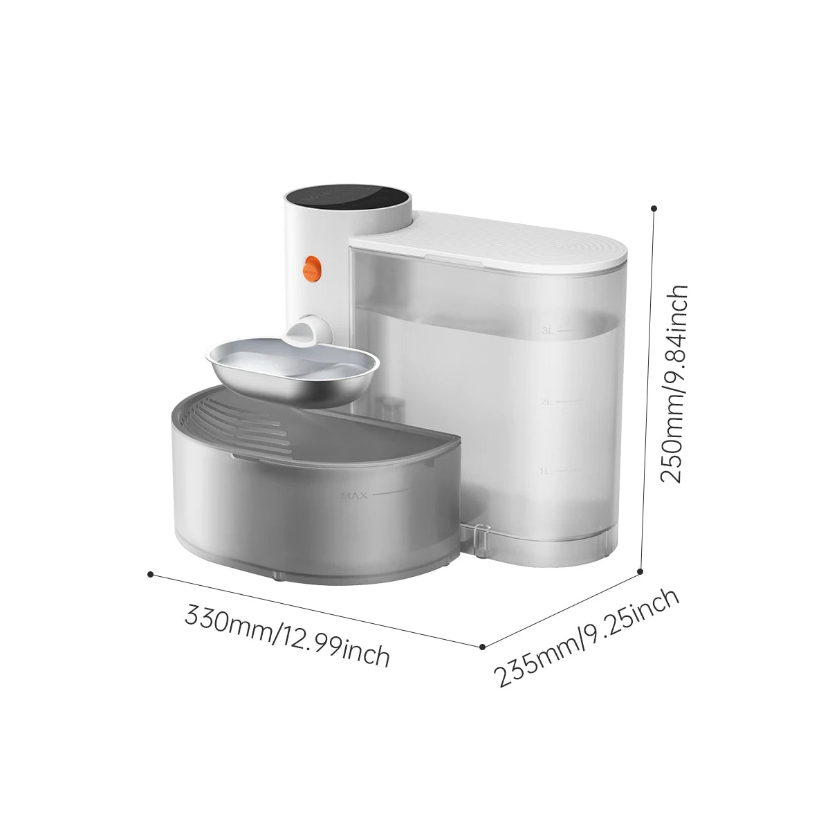 Booteely Stainless Steel Pet Water Dispenser Purifying Wireless Drinking Bowl