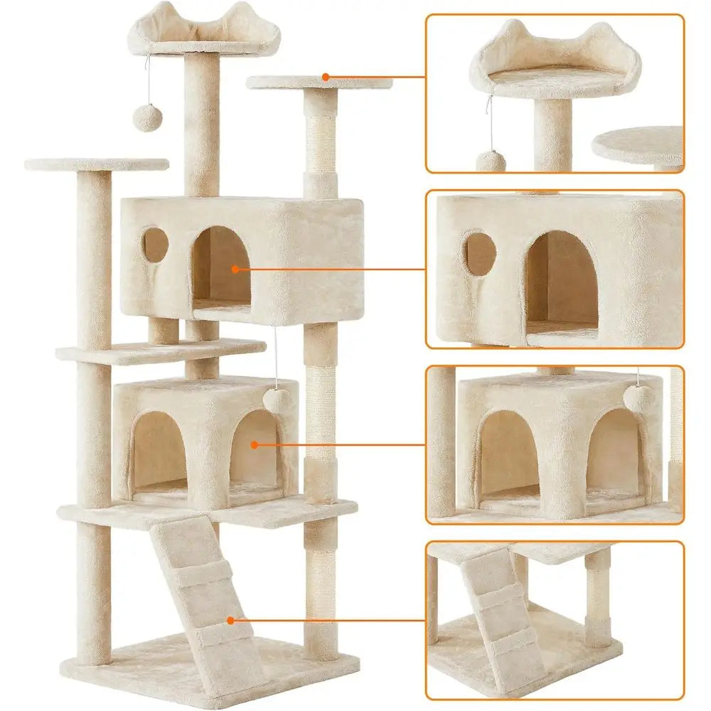 Multi Level Cat Tree With Scratching Post And Condo Perches
