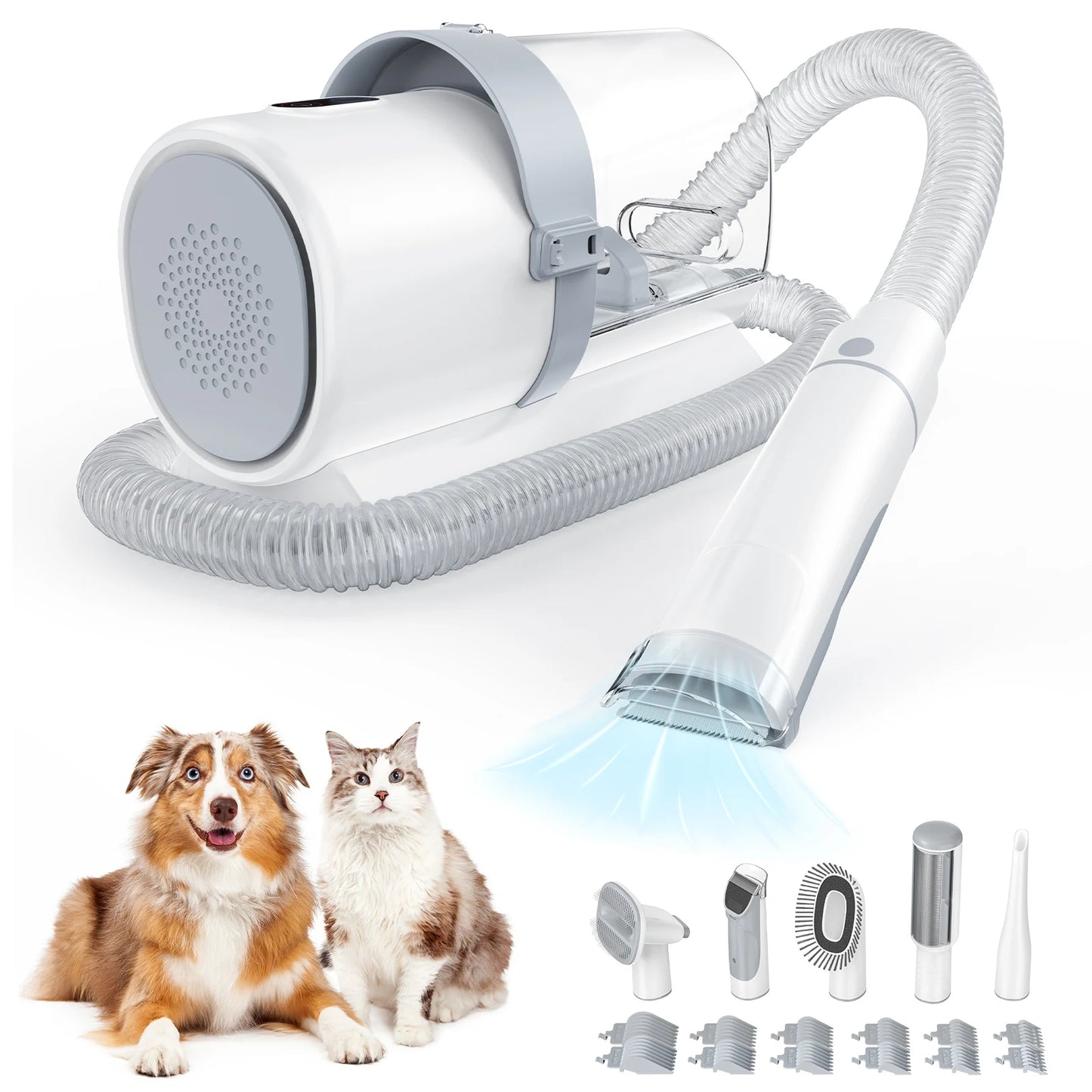 Pet Grooming Vacuum Kit With Cordless Clippers 3 Suction Modes 5 Tools