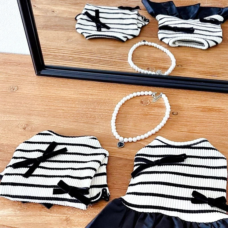 Doggyzstyle Luxury Bow Dress For Dogs Striped Print
