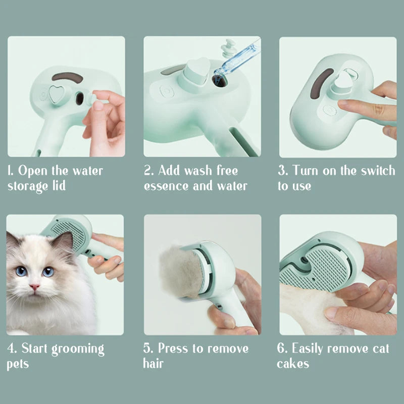 YTYIN Dog Comb With Steam Massage Brush And Spray For Pets