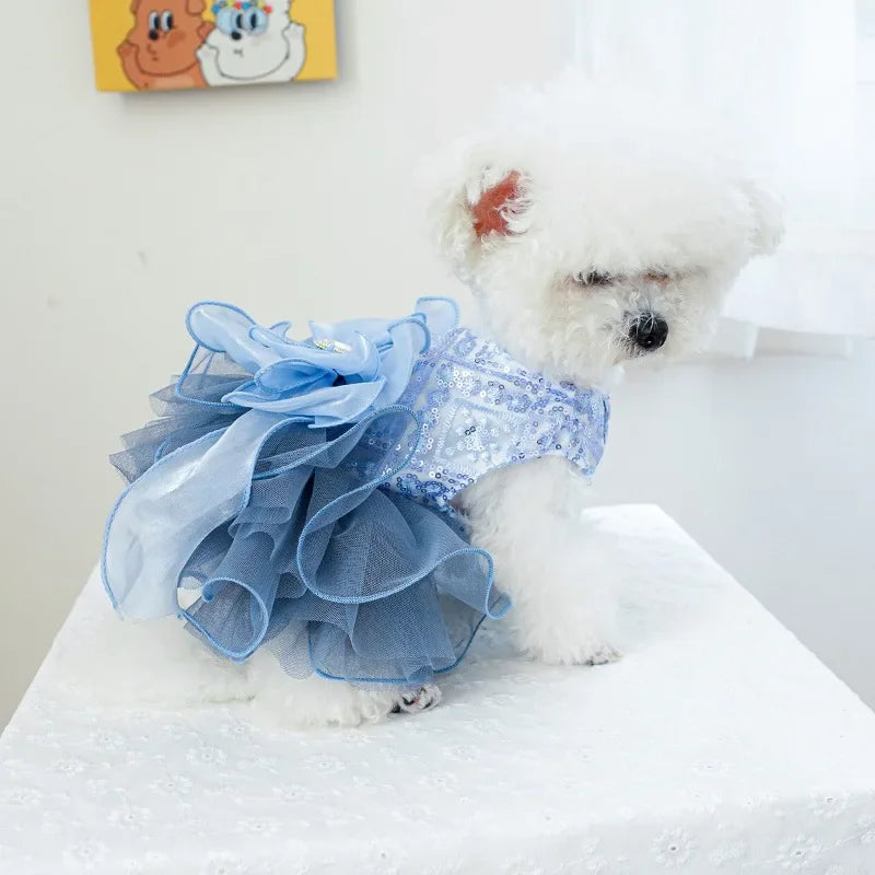 Pet Galaxy Fluffy Gauze Wedding Dress For Dogs And Cats