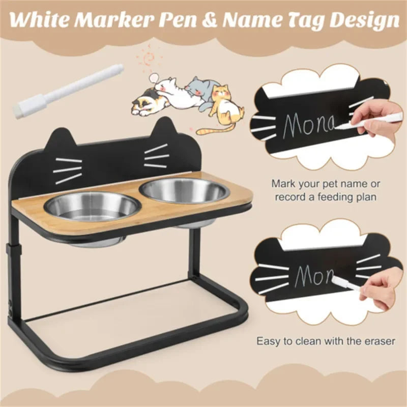 Pet Feeder With Adjustable Height Bowls For Cats And Small And Medium Dogs