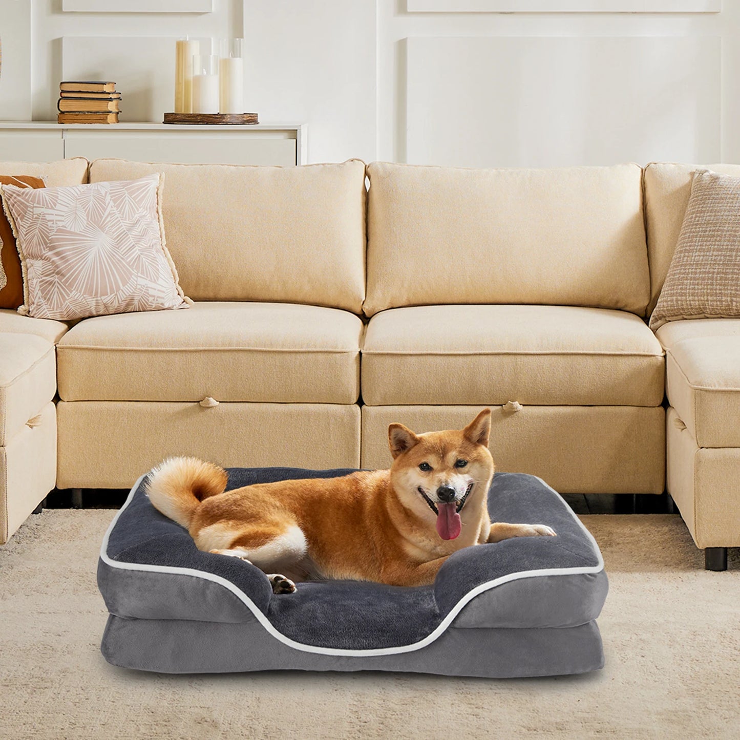 JHK Orthopedic Dog Bed With Memory Foam And Removable Cover
