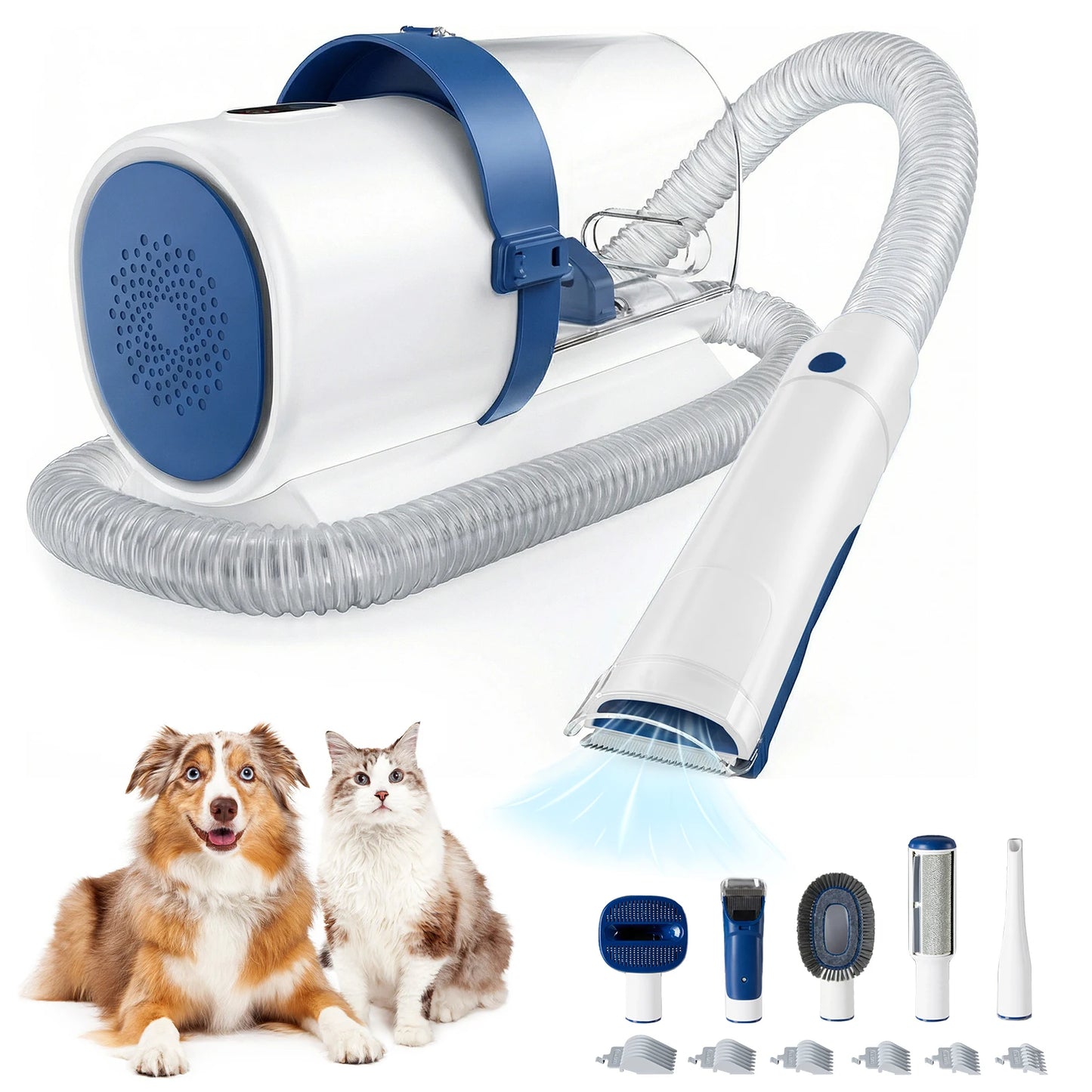 Pet Grooming Vacuum Kit With Cordless Clippers 3 Suction Modes 5 Tools