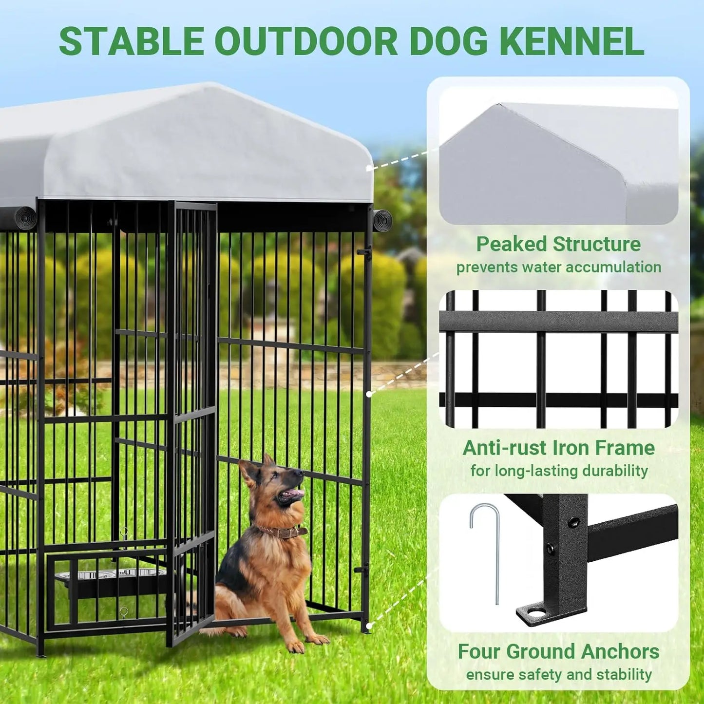 TWISTER.CK Heavy Duty Outdoor Dog Kennel With Roof