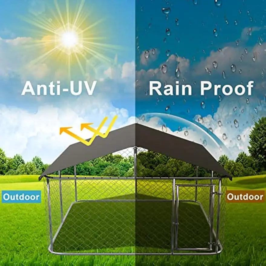 XMSJ Outdoor Heavy-Duty Steel Dog Enclosure with Secure Lock