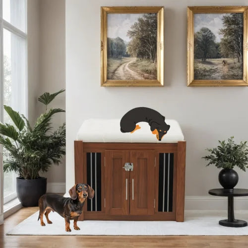 End Of Bed Dog Crate Bench With Sliding Barn Door