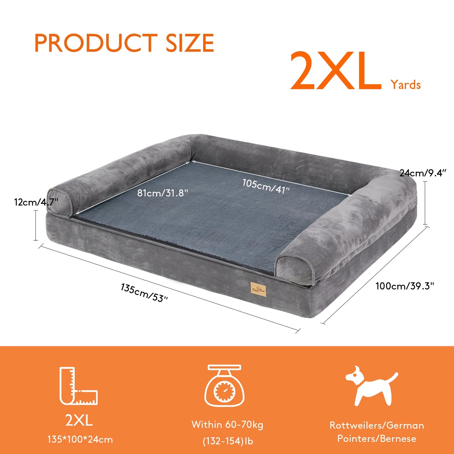 BINGOPAWCN Orthopedic Dog Bed With Removable Washable Cover