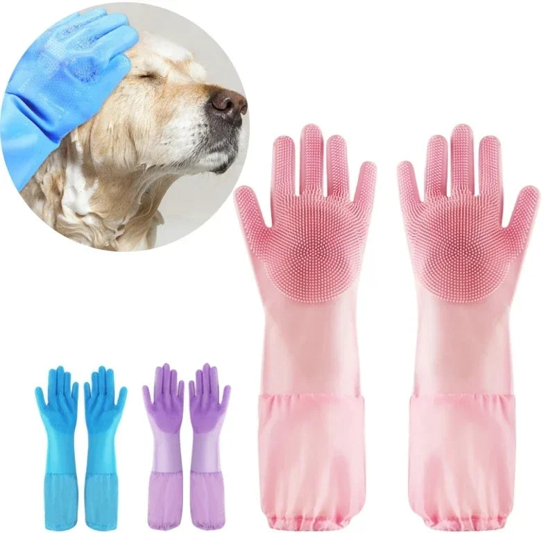 Pet Grooming Silicone Glove For Dog And Cat Bathing