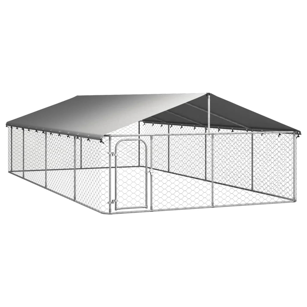 NONEM Galvanized Outdoor Dog Kennel With Roof For Pets