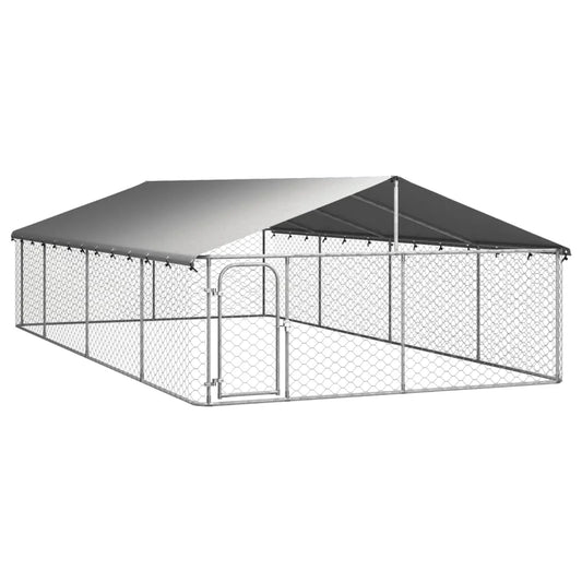 NONEM Galvanized Outdoor Dog Kennel With Roof For Pets